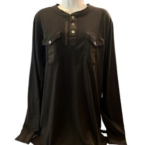 Harley Davidson Ladies Black Long Sleeve Pull-over Crew Neck Quarter Button S/Lg